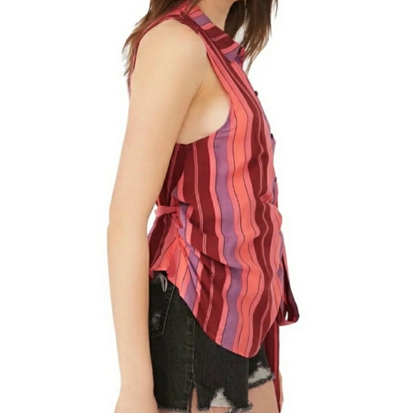 SOLD Free People Mackenzie Wrap Top in Berry Combo Sz M NWOT - Picture 3 of 7